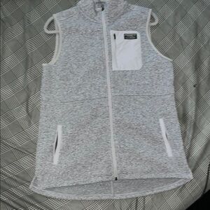 L.L. Bean Gray Sleeveless Vest with White Pocket